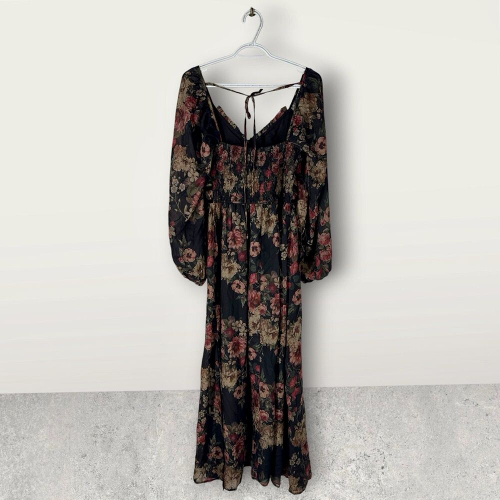 Promesa NWT Wildflower Glen Floral Velvet Trimmed Maxi Dress Size M Boho Fairy - Picture 6 of 10